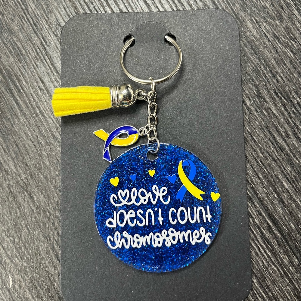 Hand crafted Down Syndrome support keychain